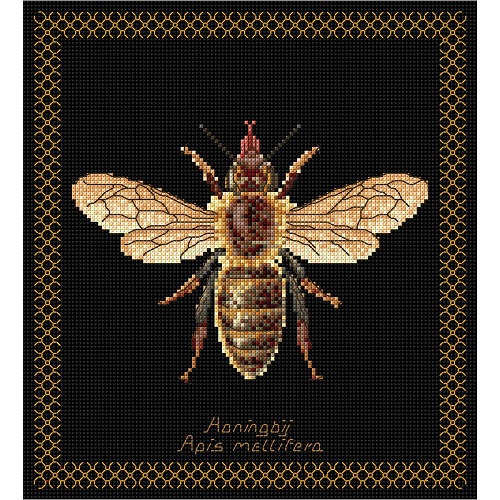 click here to view larger image of Honey Bee - Black Aida (counted cross stitch kit)