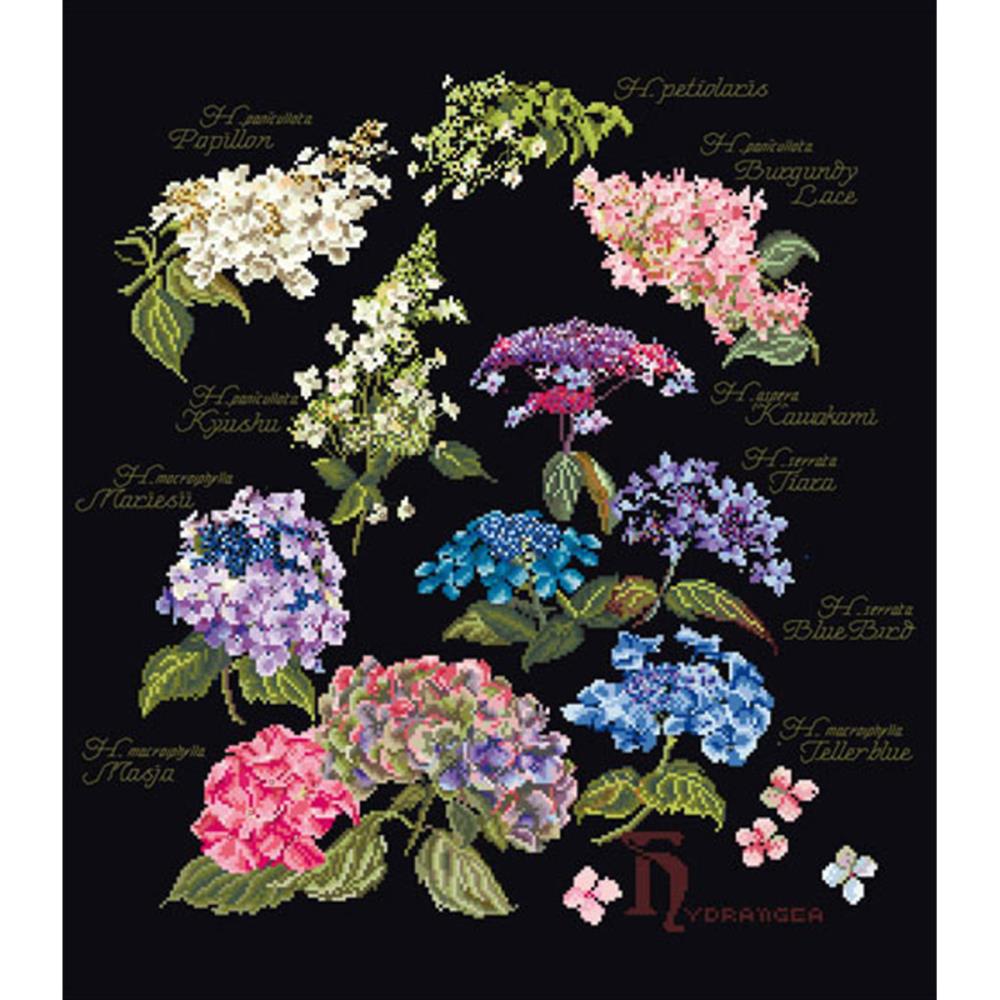 click here to view larger image of Floral Sprigs - on Black (counted cross stitch kit)