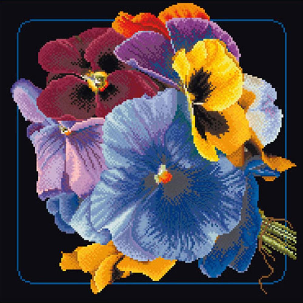 click here to view larger image of Flower Collection 2 - On Black (counted cross stitch kit)
