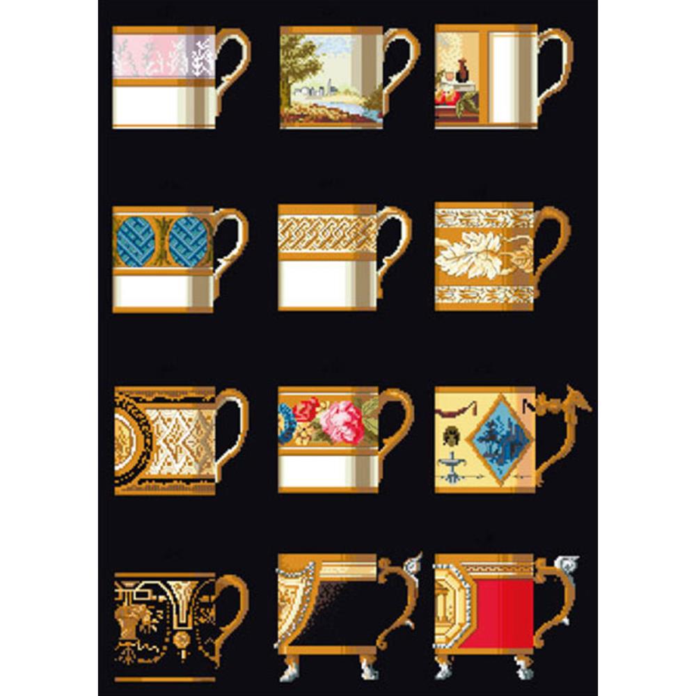 click here to view larger image of Ornamental Cups - On Black (counted cross stitch kit)