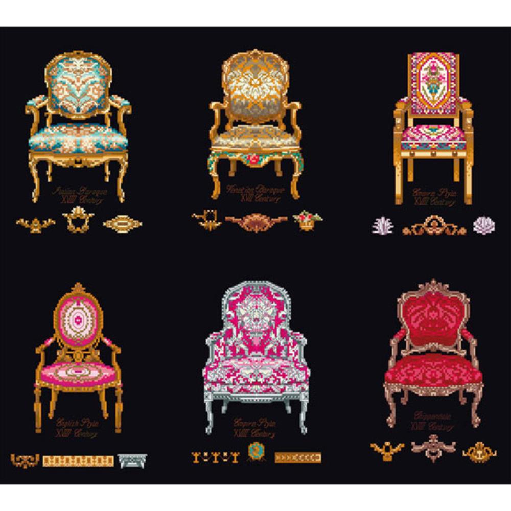 click here to view larger image of Six Chairs - On Black (counted cross stitch kit)