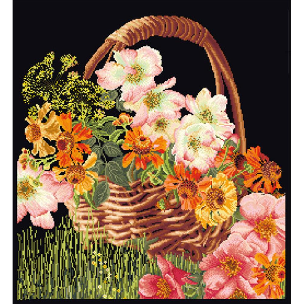 click here to view larger image of Summer Basket - On Black (counted cross stitch kit)