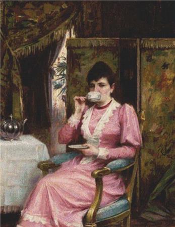 Lady Drinking A Cup Of Tea In An Interior