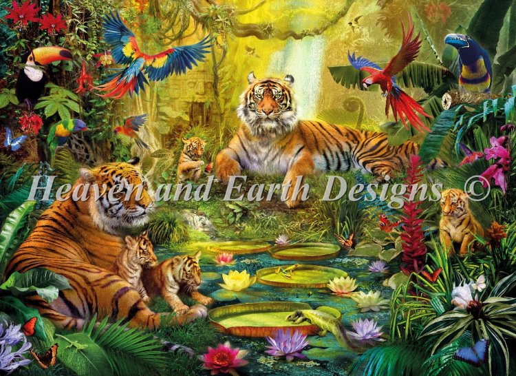 click here to view larger image of Supersized Tiger Family In The Jungle - Max Color (chart)