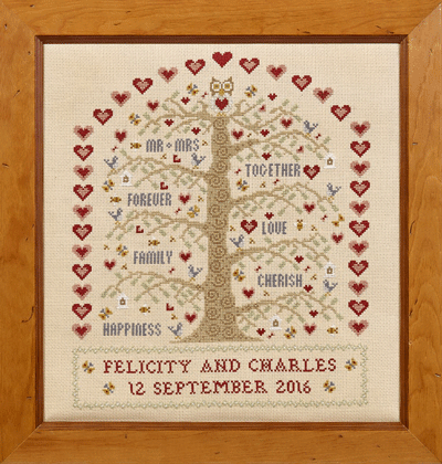 Heart and Tree Wedding Sampler - Kit 32ct Linen