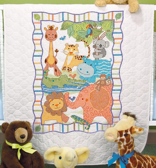 click here to view larger image of Mod Zoo Quilt (stamped cross stitch)
