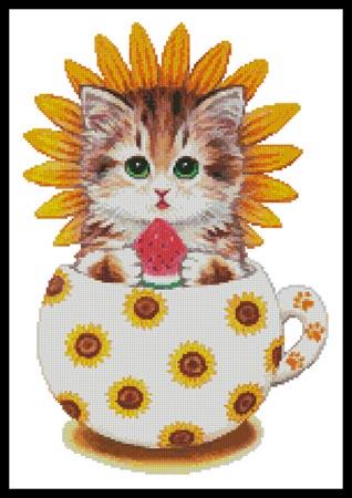 click here to view larger image of Sunflower Kitty Cup  (Kayomi Harai) (chart)