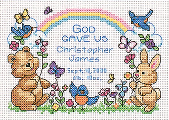 click here to view larger image of Gods Babies Birth Record (counted cross stitch kit)