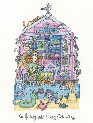 click here to view larger image of On Holiday With Crazy Cat Lady (Aida) (counted cross stitch kit)