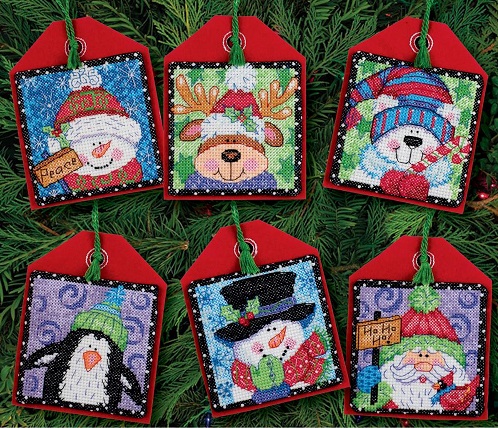 click here to view larger image of Christmas Pals Ornaments (counted cross stitch kit)