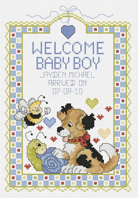 Welcome Baby Boy Birth Announcement