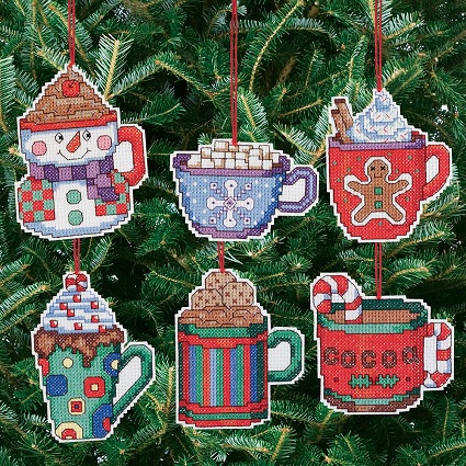 Cocoa Mug Ornaments - Set of 6