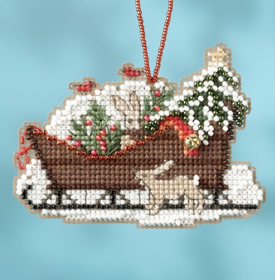 click here to view larger image of Woodland Sleigh Ride - Charmed Ornament (counted cross stitch kit)