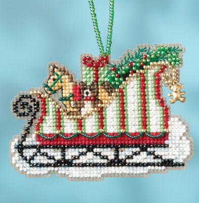 click here to view larger image of Toyland Sleigh Ride - Charmed Ornament (counted cross stitch kit)