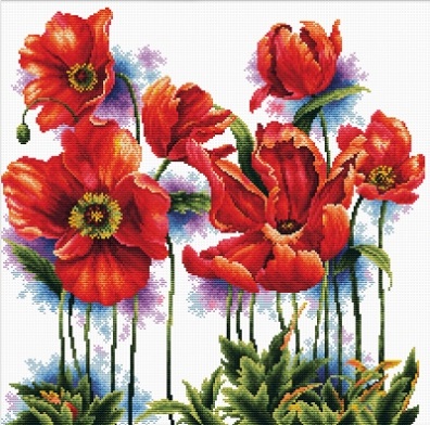 Lovely Poppies - No Count Cross Stitch