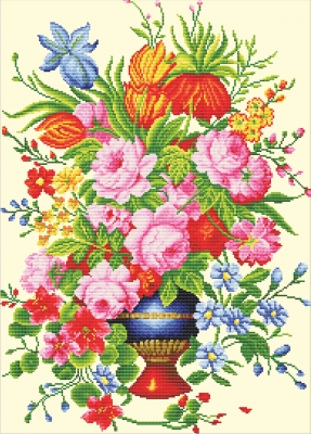 Elegant Floral Arrangement - No Count Cross Stitch