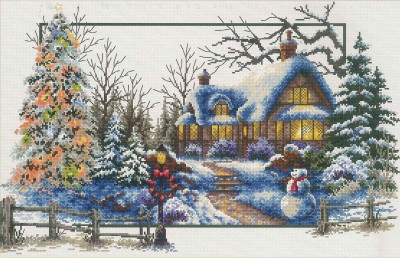 Winter Cottage - No Count Cross Stitch