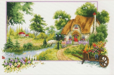 Summer Cottage - No Count Cross Stitch