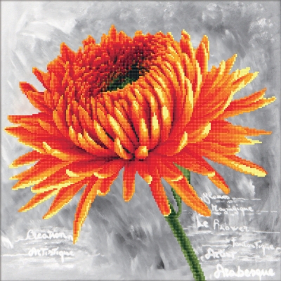click here to view larger image of Orange Dahlia - No Count Cross Stitch (stamped cross stitch kit)