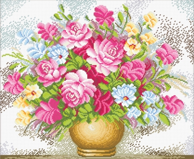 Vase of Flowers - No Count Cross Stitch