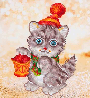 click here to view larger image of Christmas Kitten Glow (Diamond Embroidery)