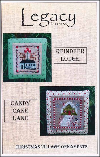 Christmas Village Ornaments - Reindeer Lodge/Candy Cane Lane