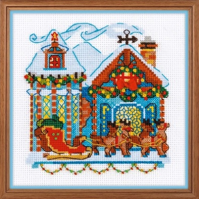 click here to view larger image of Cabin With Sleigh (counted cross stitch kit)