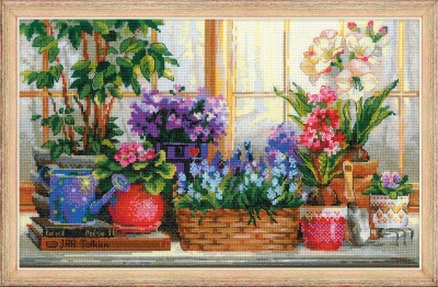 click here to view larger image of Windowsill With Flowers (counted cross stitch kit)