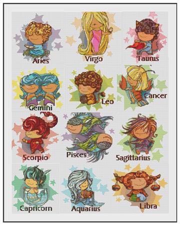 click here to view larger image of Zodiac Series (12 Designs) (chart)