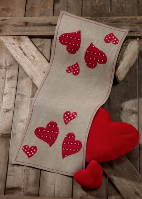 click here to view larger image of Red Hearts Table Runner (counted cross stitch kit)