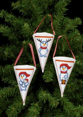 click here to view larger image of Snowman Ornaments (counted cross stitch kit)