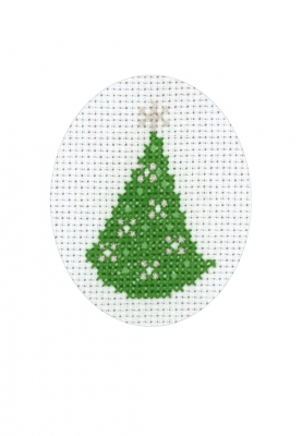 click here to view larger image of Pine Tree With Stars Card (counted cross stitch kit)
