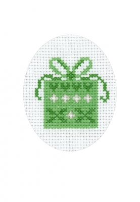 click here to view larger image of Gift With Hearts Card (counted cross stitch kit)
