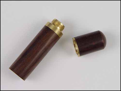 Dark Brown Wood Needle Case With Brass Trim