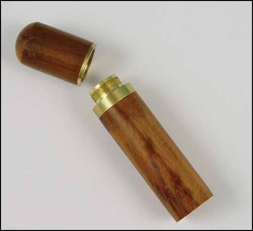Medium Brown Wood Needle Case With Brass Trim