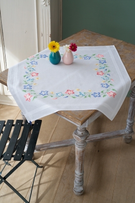 Pink and Blue Flowers - Table Cloth