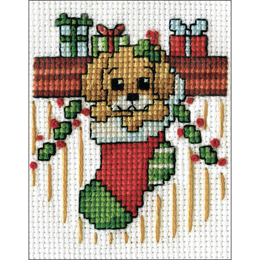 click here to view larger image of Puppy In Stocking (counted cross stitch kit)