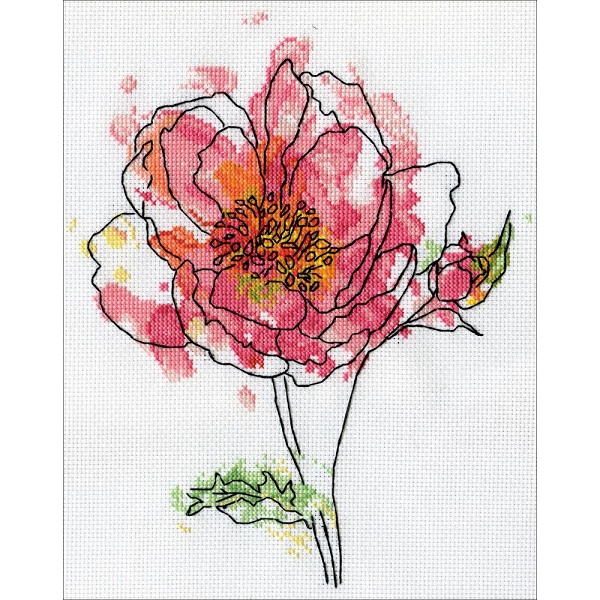 click here to view larger image of Pink Floral (counted cross stitch kit)