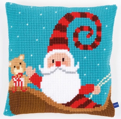 click here to view larger image of Happy Santa Cushion (needlepoint)