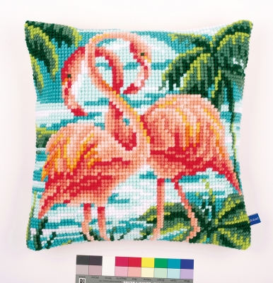 click here to view larger image of Flamingo Cushion (needlepoint)