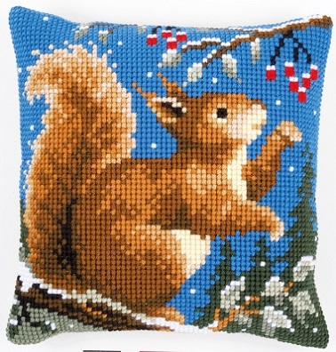 Squirrel In Winter Cushion