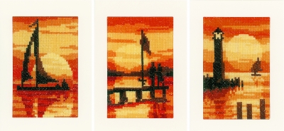 click here to view larger image of Sunset - Greeting Cards (counted cross stitch kit)