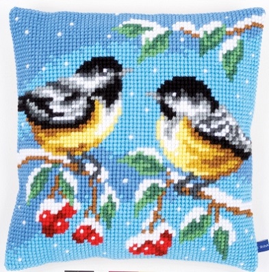 Two Birds In Winter Cushion