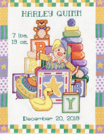 click here to view larger image of Toys Sampler Birth Record (counted cross stitch kit)