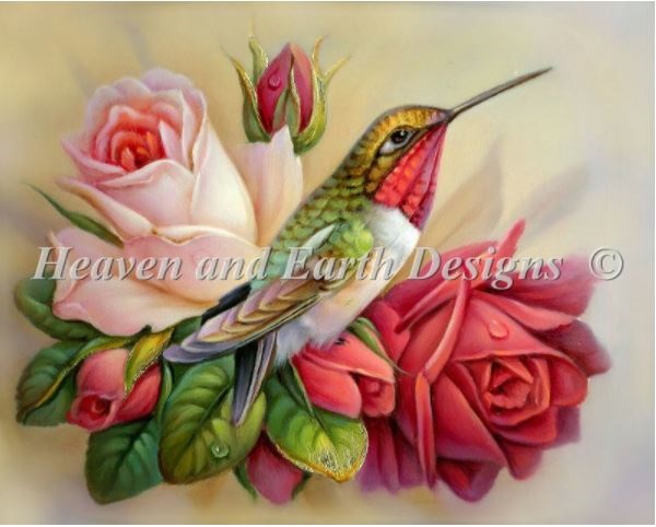 click here to view larger image of Hummingbird In Roses (chart)
