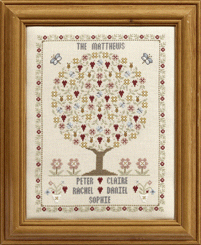 click here to view larger image of Butterfly & Bee Family Tree Sampler - Chart (chart)