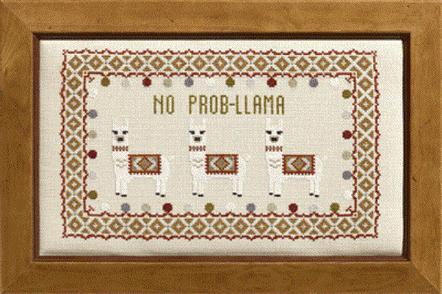 click here to view larger image of No Prob-Llama Kit - 32ct Linen (counted cross stitch kit)