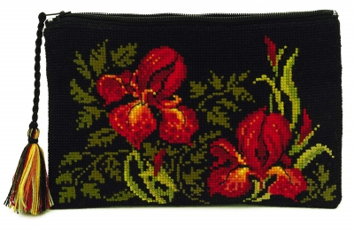 click here to view larger image of Cosmetic Bag - Irises (counted cross stitch kit)