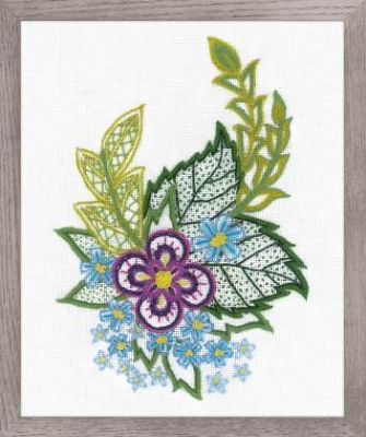 Sketch with Cornflowers - Crewel Embroidery