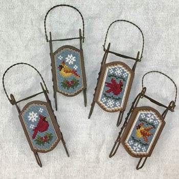 Snowy Visitors Sled Ornaments